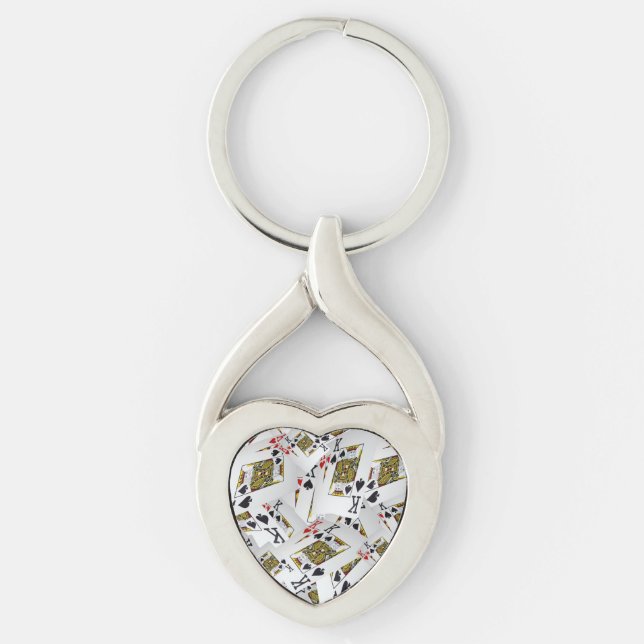 "Royal Layer: A Stack of Kings Poker Cards" Key Ring (Front)