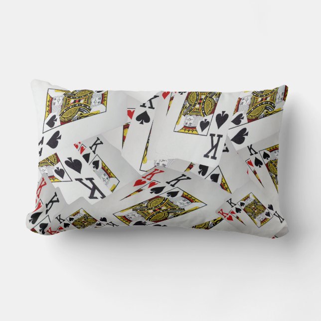 "Royal Layer: A Stack of Kings Poker Cards" Lumbar Cushion (Front)