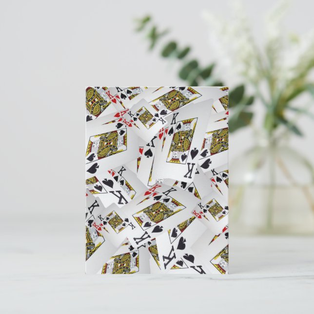 "Royal Layer: A Stack of Kings Poker Cards" Postcard (Standing Front)