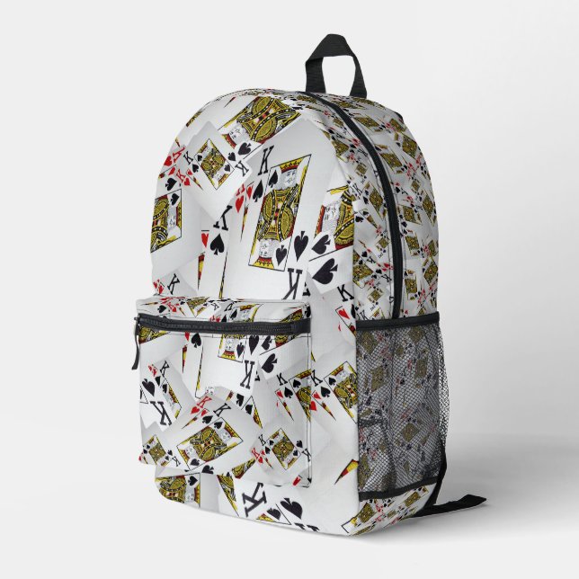 "Royal Layer: A Stack of Kings Poker Cards" Printed Backpack (Back Corner Right)