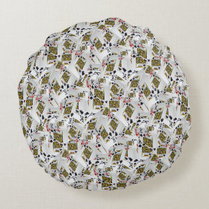 "Royal Layer: A Stack of Kings Poker Cards" Round Cushion