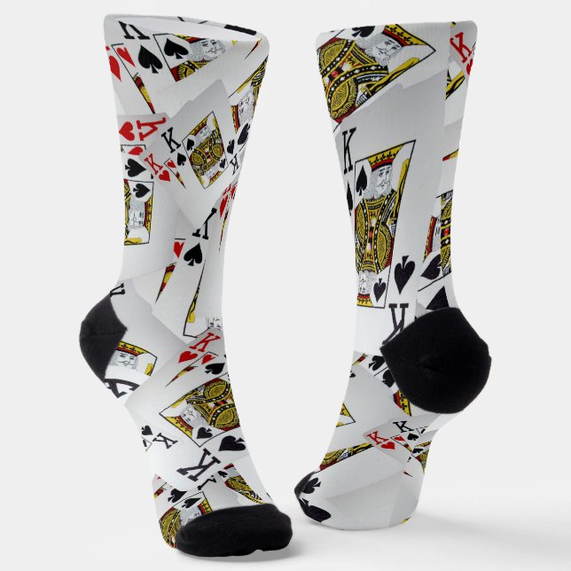"Royal Layer: A Stack of Kings Poker Cards" Socks (Angled)