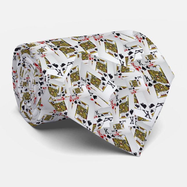 "Royal Layer: A Stack of Kings Poker Cards" Tie (Rolled)