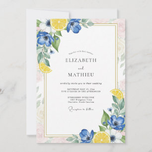 Royal Lemon Citrus Eucalyptus Wedding Invitation