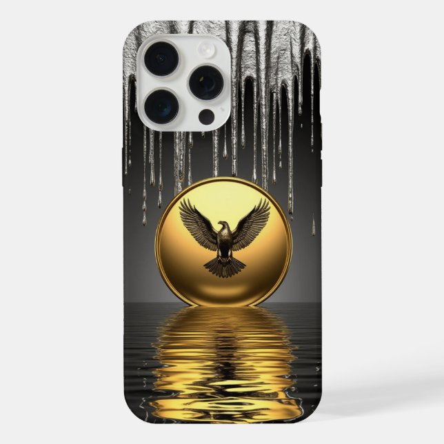 🦅 Royal Liquid Gold Eagle Metallic Drip Luxury iPhone Case (Back)