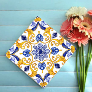 Royal Lisbon Scrollwork Elegant Portuguese Blue Ceramic Tile