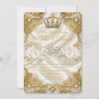 Royal Luxury Gold Wedding Invitation Crown Elegant
