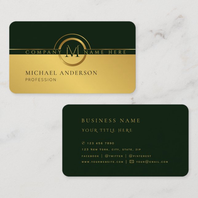 Royal Luxury Golden Round Abstract Professional Bu Business Card (Front/Back)