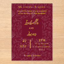 Royal Maroon ACRYLIC Customisable Invitation