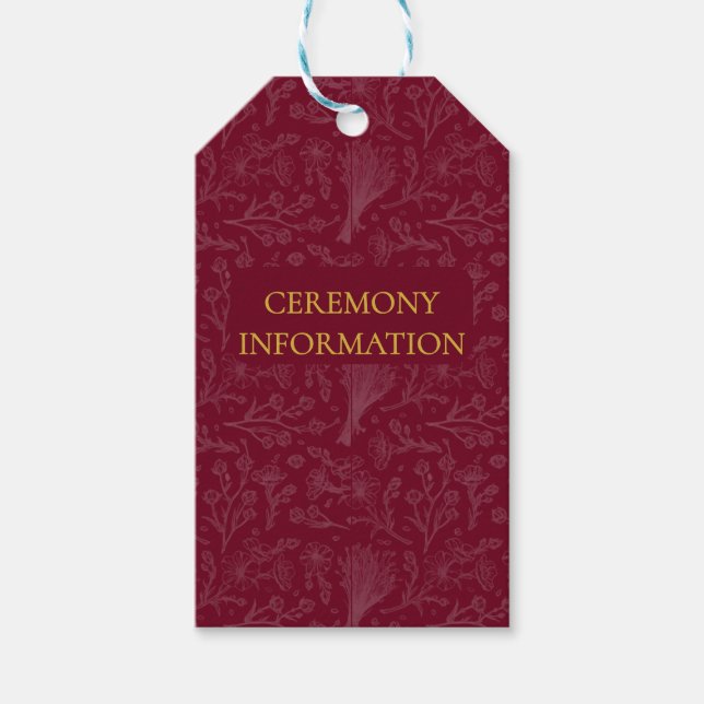 Royal Maroon Customisable Invitation Gift Tags (Front)