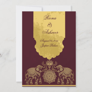 Royal Maroon Gold Hindu Wedding Invite