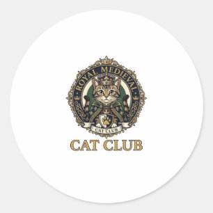 Royal Mediaeval Cat Cat Dad Gift Idea - Royal Medi Classic Round Sticker