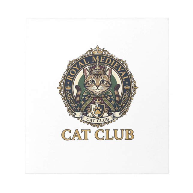 Royal Mediaeval Cat Cat Dad Gift Idea - Royal Medi Notepad (Front)