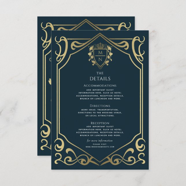Royal Mediaeval Fantasy Monogram Details  Enclosure Card (Front/Back)