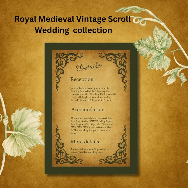Royal Mediaeval Vintage Scroll Wedding Enclosure Card (Creator Uploaded)