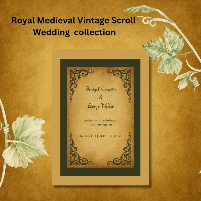 Royal Mediaeval Vintage Scroll Wedding Invitation (Creator Uploaded)