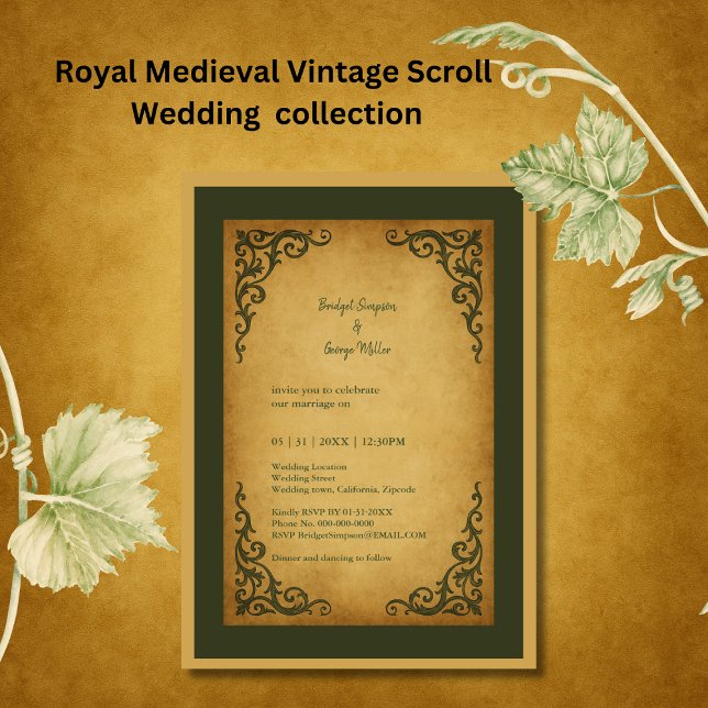 Royal Mediaeval Vintage Scroll Wedding Invitation (Creator Uploaded)