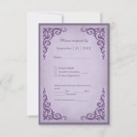 Royal Mediaeval Vintage Scroll Wedding RSVP Card