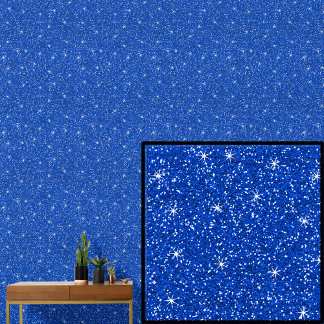 Royal Mid Blue with Sparkle Stars Wallpaper