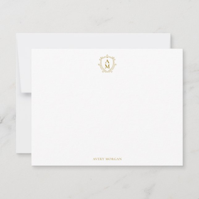 Royal Monogram Crest Luxury Gold Personalised Card (Front)