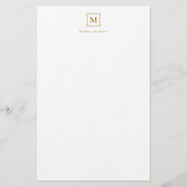 Royal Monogram Crest Luxury Gold Personalised Stationery (Front)