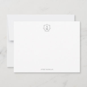 Royal Monogram Crest Smokey Grey Personalised Card