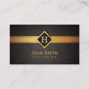 Royal Monogram Gold Label Tattoo Art Business Card