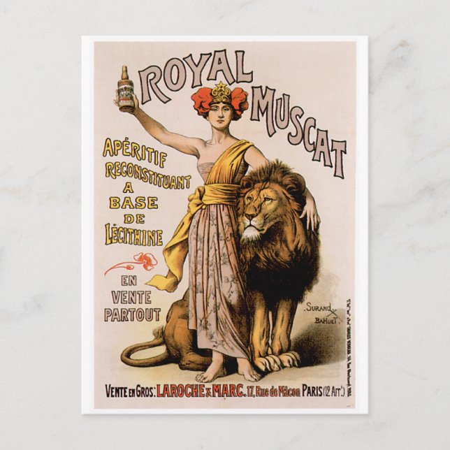 Royal Muscat Vintage Wine Drink Ad Art Postcard (Front)
