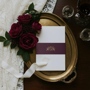 Royal Muse Mediaeval Fantasy Lion Emblem Wedding Invitation Belly Band