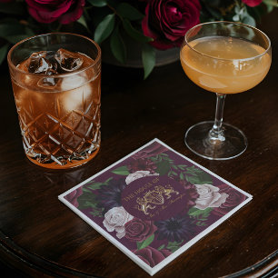 Royal Muse Mediaeval Lion Crest & Floral Wedding Napkin