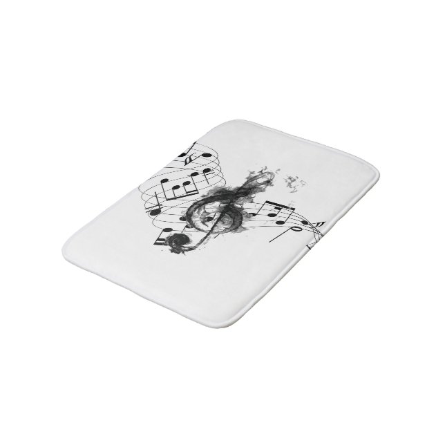 Royal Music Note black and white smoke effect Bath Mat (Angled)