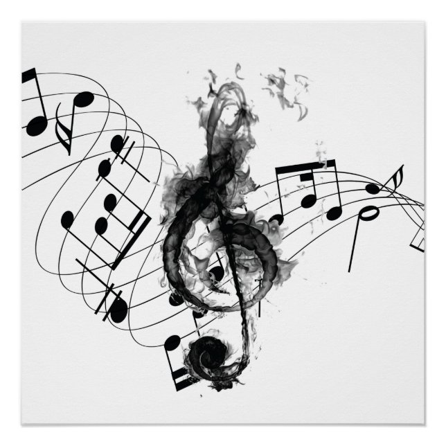 Royal Music Note black and white smoke effect Poster (Front)