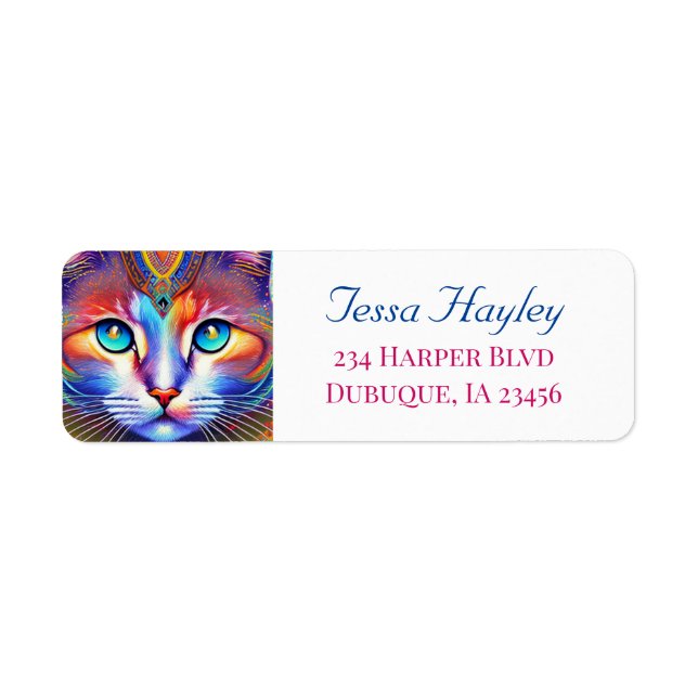 Royal Mystical Abstract Cat Return Address Label (Front)