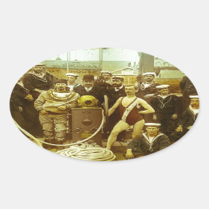 Royal Naval Exhibition 1891 Magic Lantern Slide Oval Sticker