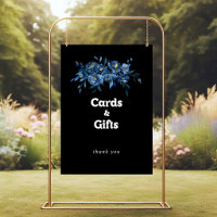 Royal Navy Blue Floral Cards and Gifts Sign