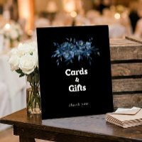 Royal Navy Blue Floral Cards and Gifts Sign