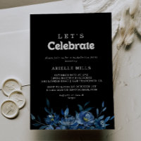 Royal Navy Blue Floral Let's Celebrate Party