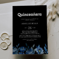 Royal Navy Blue Floral Quinceañera