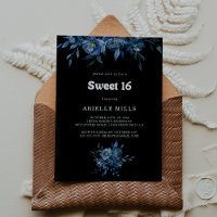 Royal Navy Blue Floral Sweet 16 Birthday Party