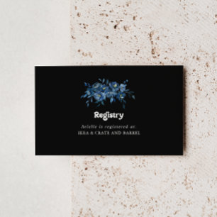 Royal Navy Blue Floral Wedding Gift Registry Enclosure Card