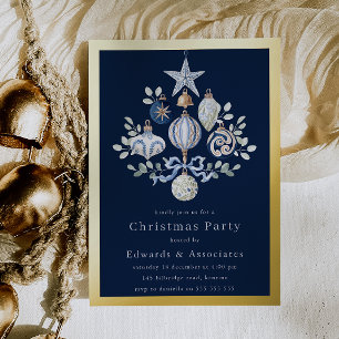 Royal Navy Blue & Gold Border Christmas Party