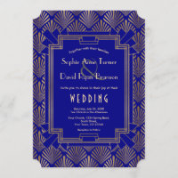 Royal Navy Blue Gold Great Gatsby Art Deco Wedding