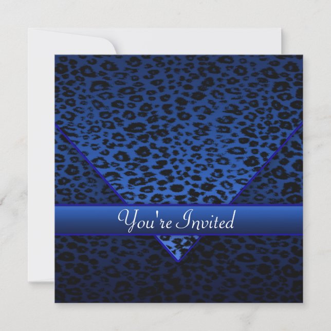 Royal Navy Blue Leopard Party Invitation (Front)