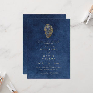 Royal Navy Blue Ocean Nautical Wedding Invitation