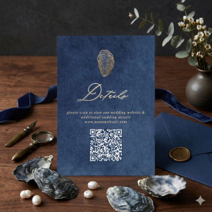 Royal Navy Blue Ocean Wedding Details Enclosure Card
