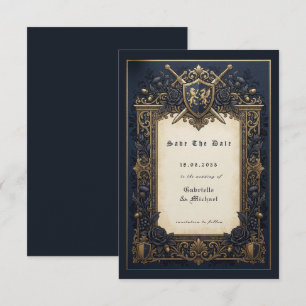 Royal Navy Moody Celestial Mediaeval Crest Save The Date