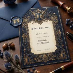 Royal Navy Moody Celestial Mediaeval Crest Save The Date