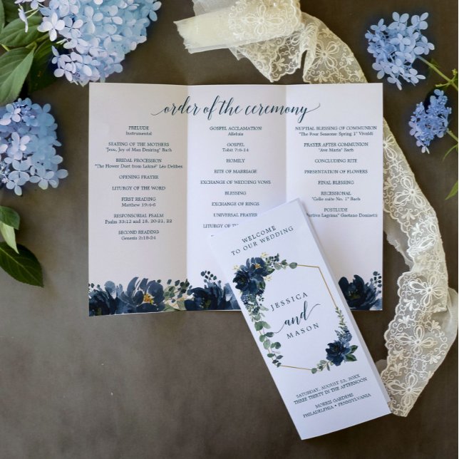 Royal Navy Tri-Fold Wedding Program Flyer (Creator Uploaded)