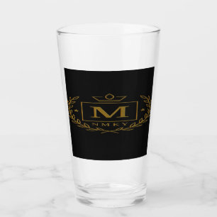 "Royal NMKY Emblem – Monogram M Crest Design" Glass