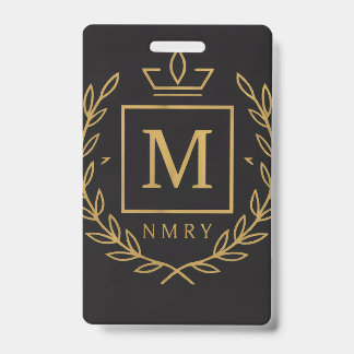 "Royal NMKY Emblem – Monogram M Crest Design" ID Badge
